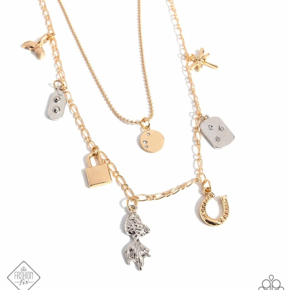 Gold Charm Necklace Set Lucky Legend Multi Layer Gold Charmed Fashion Jewelry